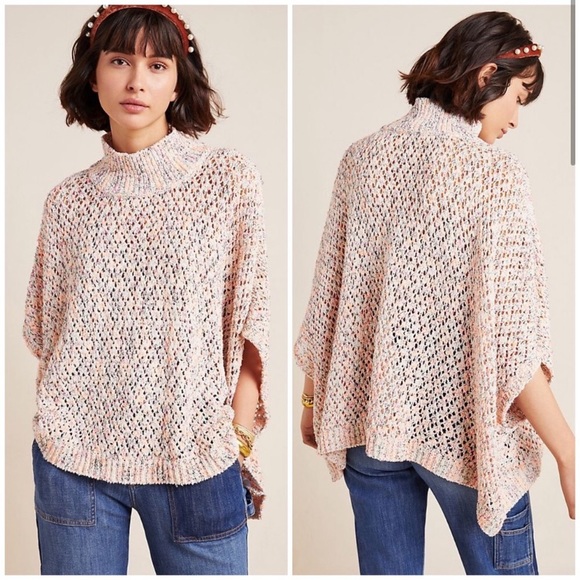 Anthropologie Akemi + Kin Knit Poncho White Small - Picture 5 of 12